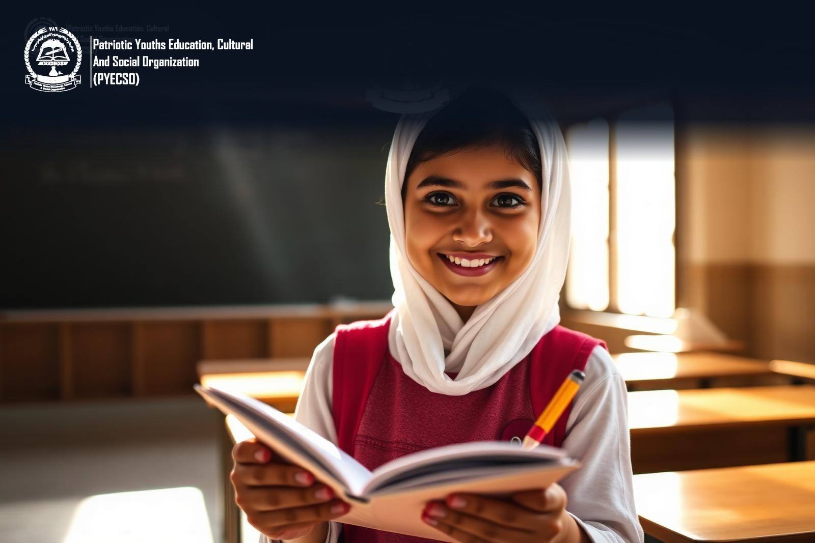 Afghan schoolgirl in classroom